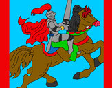 Coloring page Knight on horseback painted byJDWR