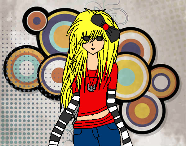 Coloring page Emo fashionable painted bylizz