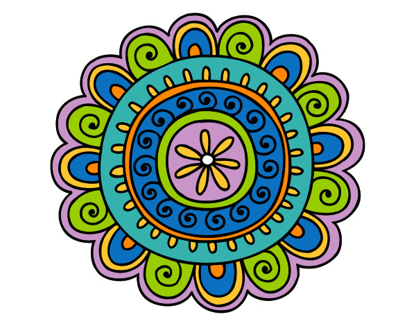 Coloring page Happy mandala painted byHermien