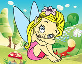 Coloring page Fairy sitting painted byPolly