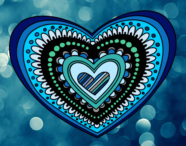 Coloring page Heart mandala painted byGemma
