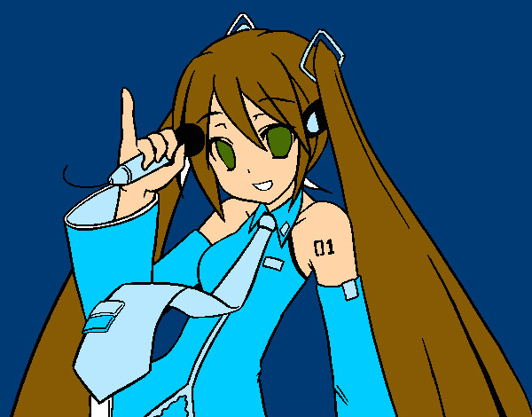 Coloring page Miku Diva painted bykamy