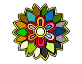 Coloring page Flower Mandala shaped weiss painted byVati
