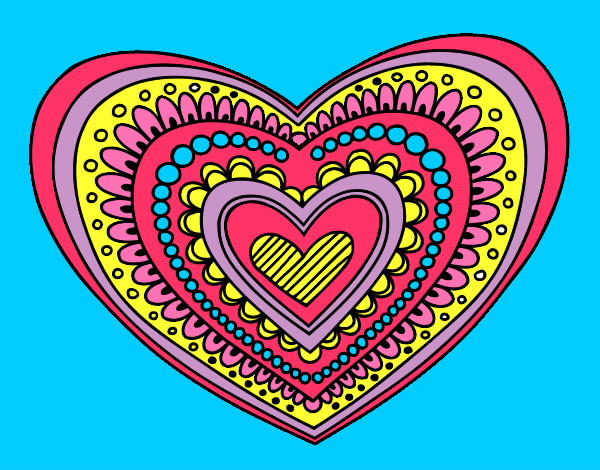 Coloring page Heart mandala painted bysharrybee