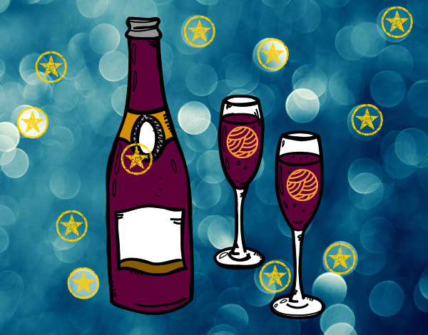 Coloring page Champagne and glasses painted byjeweled95