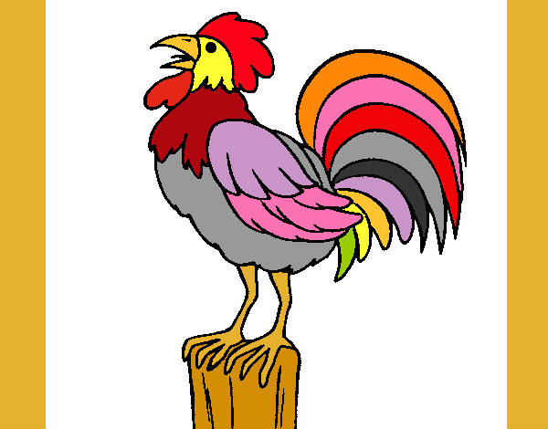 Coloring page Cock singing painted byCarmen