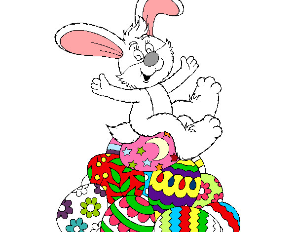 Coloring page Easter bunny painted byWork