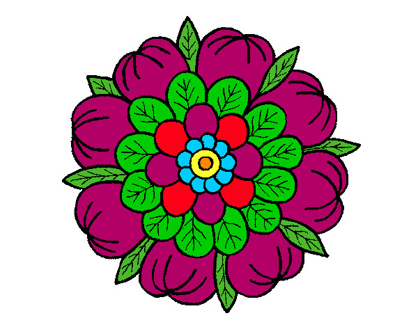 Coloring page Floral Mandala painted byeden