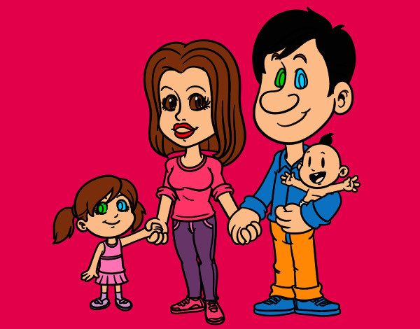 Coloring page Happy family painted byeden