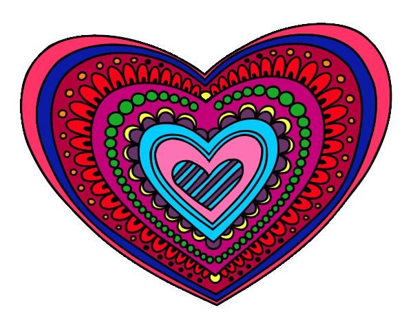 Coloring page Heart mandala painted byeden