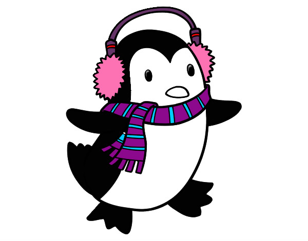 Coloring page Penguin with scarf painted byeden