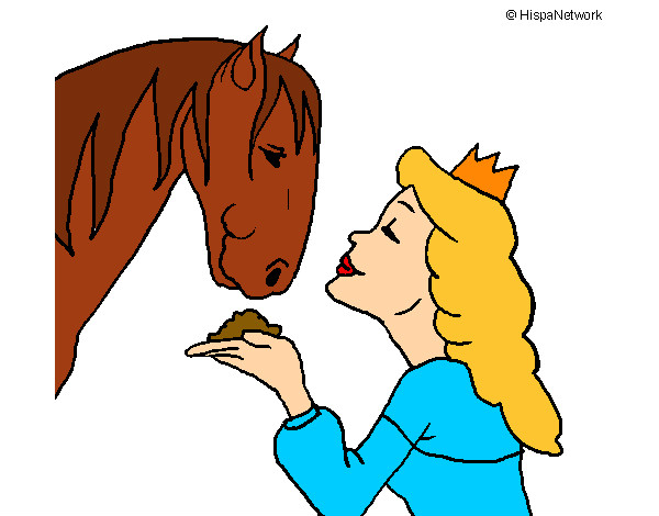 Coloring page Princess and horse painted byeden