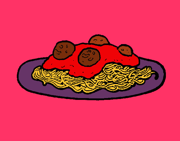 Coloring page Spaghetti with meat painted byeden