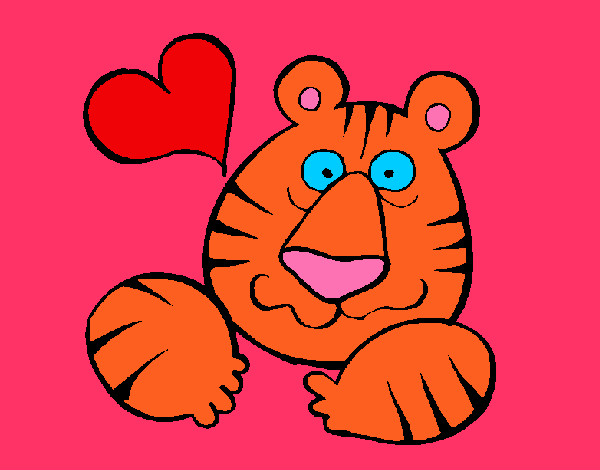 Coloring page Tiger madly in love painted byeden