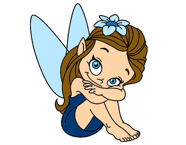 Coloring page Fairy sitting painted byBecka