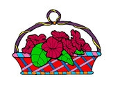Coloring page Basket of flowers 5 painted byeden