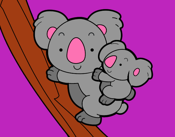 Coloring page Koala mother painted byeden