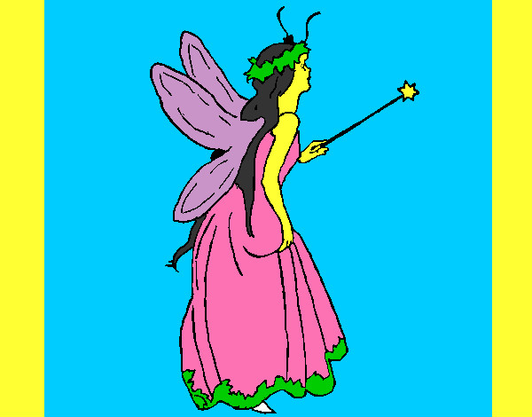 Coloring page Fairy with long hair painted bypakhi