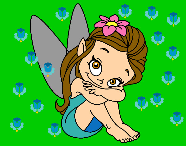 Coloring page Fairy sitting painted byphoenix
