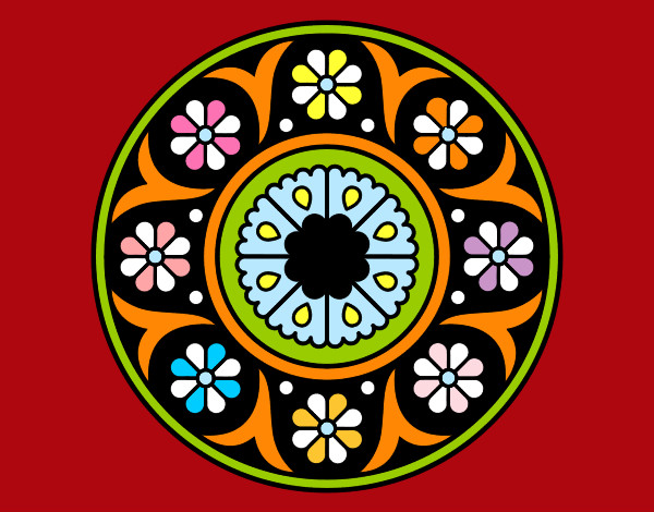 Coloring page Mandala flower painted bybjzizxby