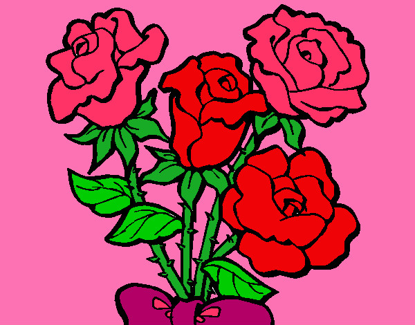 Coloring page Bunch of roses painted bybella