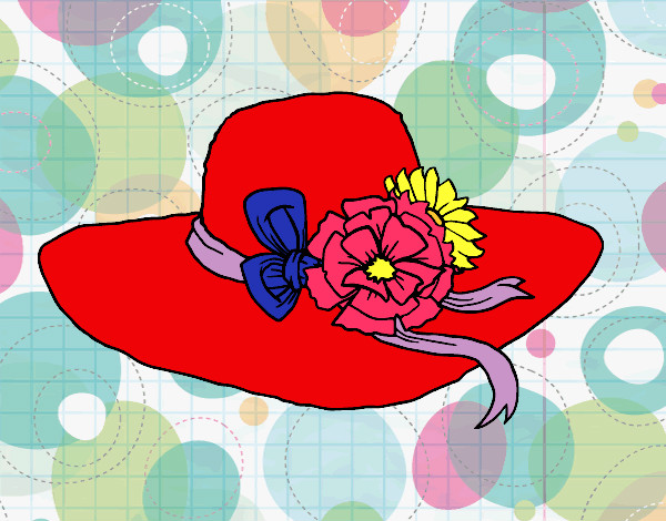 Coloring page Hat with flowers painted bybella