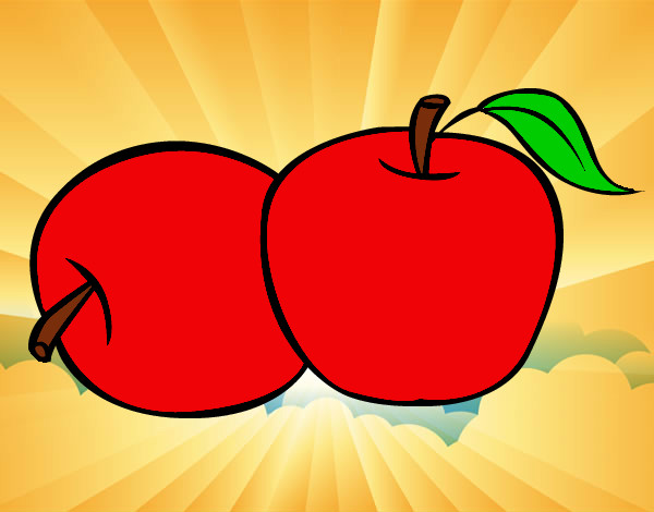 Coloring page Two apples painted bybella