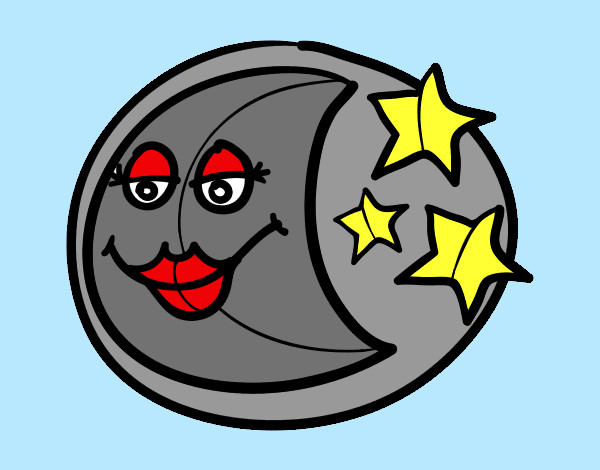 Coloring page Waning moon painted bybella