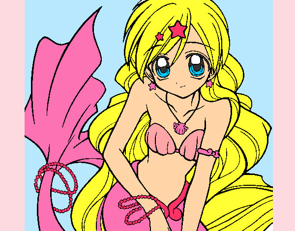 Coloring page Mermaid 3 painted bylucia