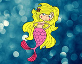 Coloring page Mermaid with arms in the hip painted bylucia
