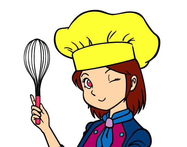 Coloring page Girl-chef painted bybella