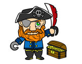 Coloring page Pirate with treasure painted byBigricxi
