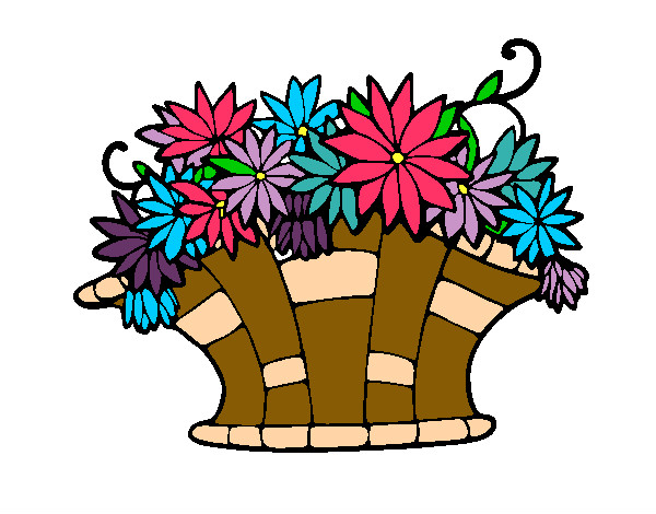 Coloring page Basket of flowers 7 painted byBigricxi