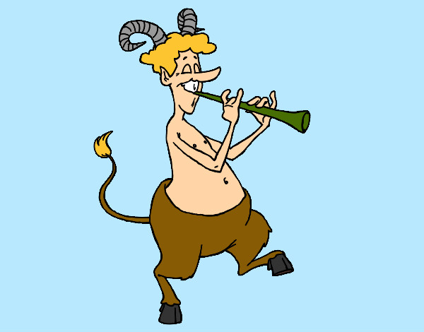 Coloring page Faun playing the flute painted byBigricxi