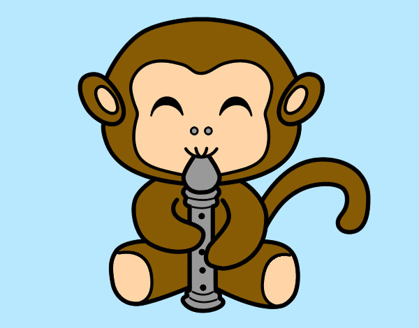 Coloring page Flautist monkey painted byBigricxi
