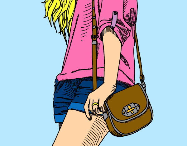 Coloring page Girl with handbag painted byBigricxi