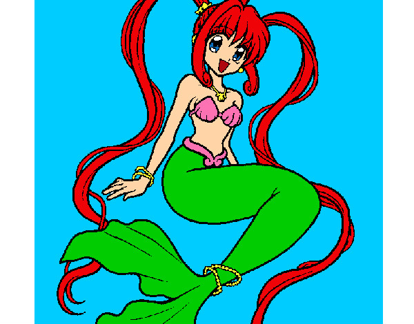 Coloring page Mermaid with pearls painted byBigricxi