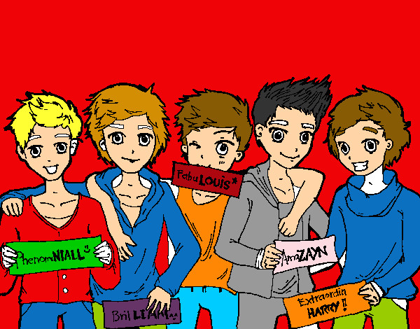 Coloring page The guys of One Direction painted byLarryLiam1