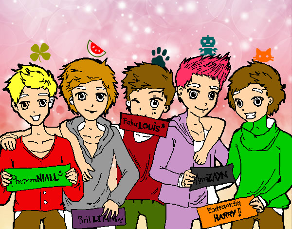 Coloring page The guys of One Direction painted byLarryLiam1