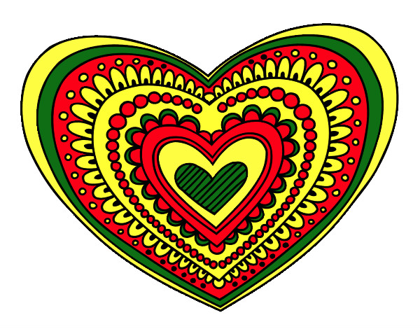 Coloring page Heart mandala painted bywilberrene