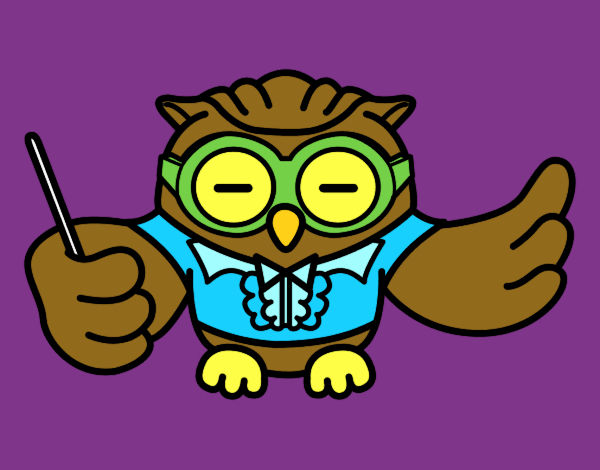 Coloring page Conductor owl painted bynerdybird