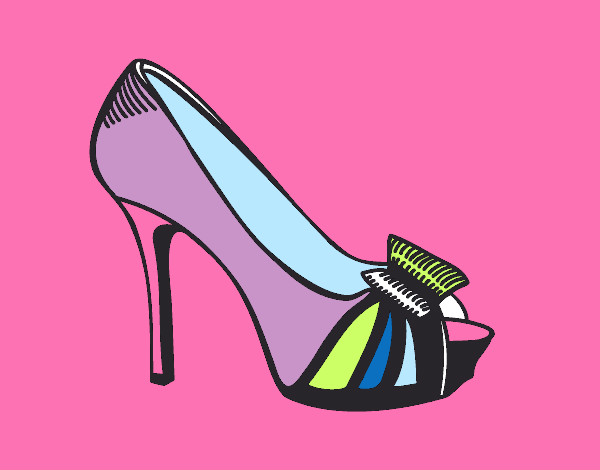 Coloring page Platform shoe with bow painted byBellaF