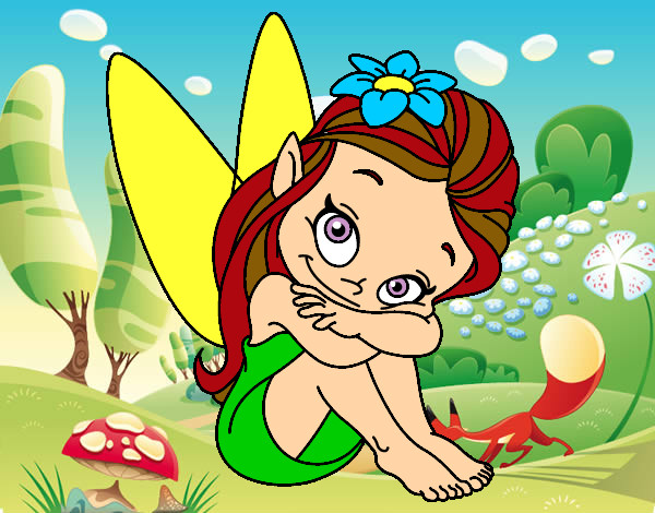 Coloring page Fairy sitting painted bymade12