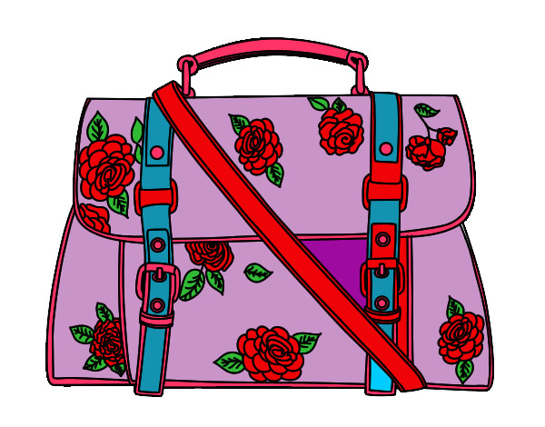 Coloring page Flowered handbag painted bybella