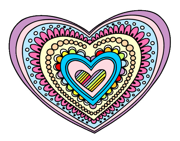Coloring page Heart mandala painted bycmm777