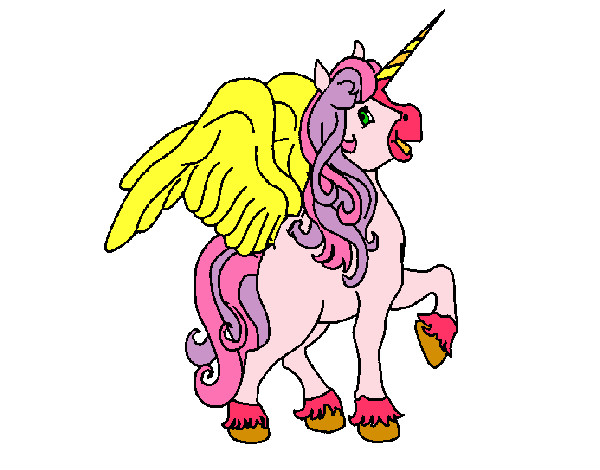 Coloring page Unicorn with wings painted bymade12