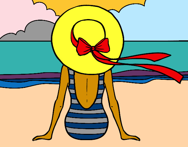Coloring page Woman looking at the sea painted bymade12