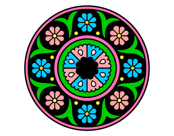 Coloring page Mandala flower painted bymimi