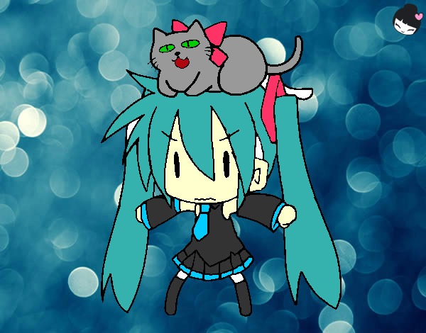 Coloring page Miku Hatsune painted byp0p1p0