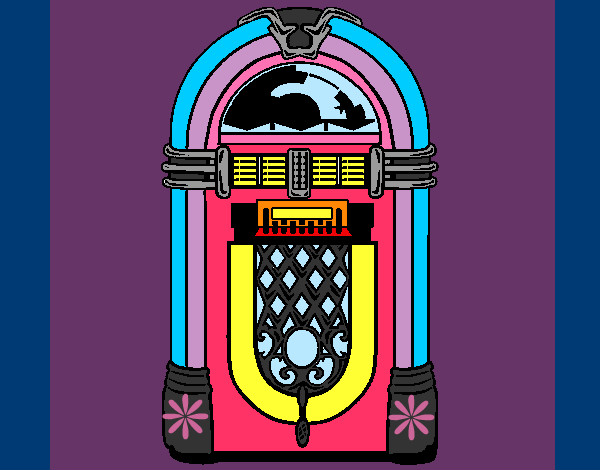 Coloring page 1950s jukebox painted byShebear